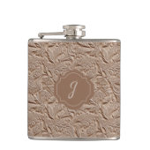 Champagne Faux Tooled Leather Vinyl  Heupfles (Voorkant)