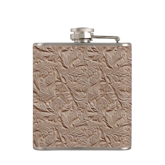 Champagne Faux Tooled Leather Vinyl  Heupfles (Achterkant)