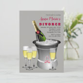 Champagne Feestelijke Scheiding Uitnodiging (Staand voorkant)
