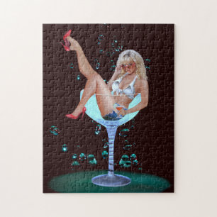 CHAMPAGNE FEESTMEISJE LEGPUZZEL