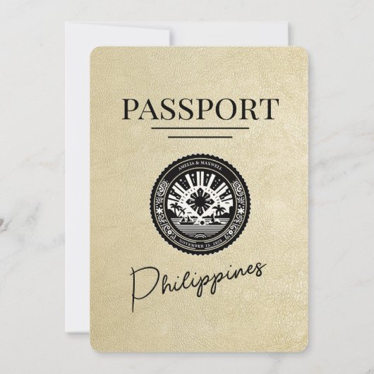 Champagne Filippijnen Paspoort Uitnodiging (Achterkant)