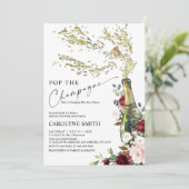 Champagne fles bruids douche uitnodiging (Staand voorkant)