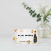 Champagne Fles/Confetti en ballonnen Visitekaartje (Staand voorkant)