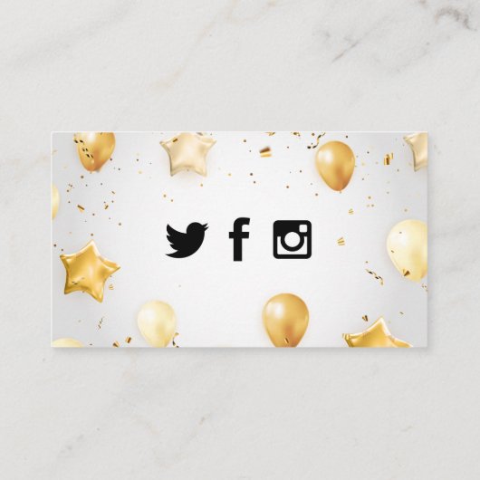 Champagne Fles/Confetti en ballonnen Visitekaartje (Achterkant)