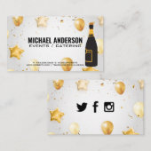 Champagne Fles/Confetti en ballonnen Visitekaartje (Voorkant / Achterkant)