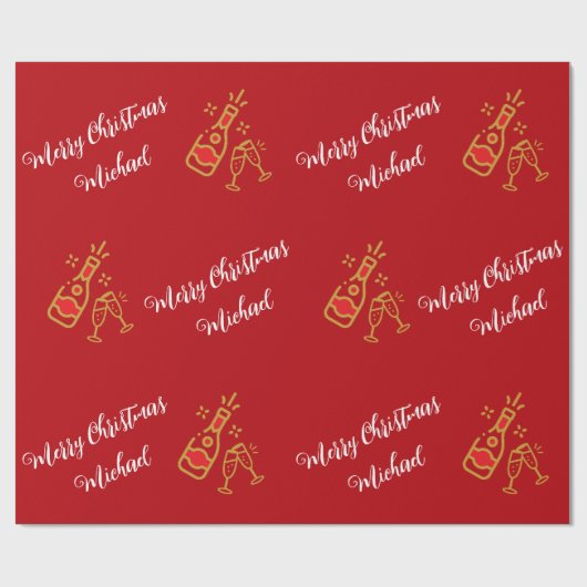 Champagne fles glas aangepaste tekst gepersonalise cadeaupapier (Vlak)