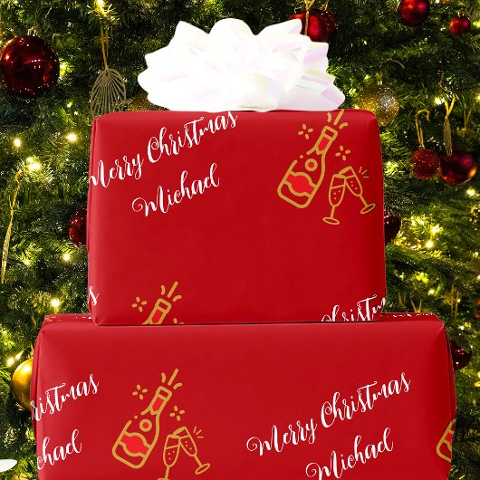 Champagne fles glas aangepaste tekst gepersonalise cadeaupapier