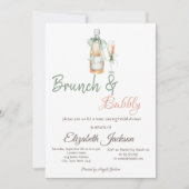 Champagne Fles Glas Stippen Bruidsdouche Kaart (Voorkant)