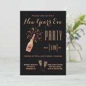 Champagne-fles met gouden zwarte gouden gouden pil kaart (Staand voorkant)