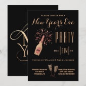 Champagne-fles met gouden zwarte gouden gouden pil kaart (Voorkant / Achterkant)