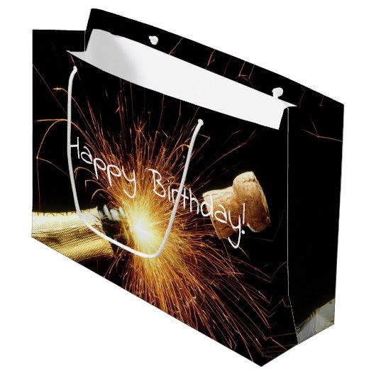champagne-flesverjaardag groot cadeauzakje (Voorkant Gekanteld)