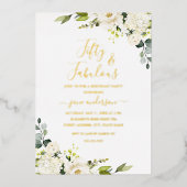Champagne Floral 50 en Fabulous Birthday Folie Uitnodiging (Voorkant)