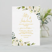 Champagne Floral 50 en Fabulous Birthday Folie Uitnodiging (Staand Voorkant)