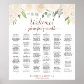Champagne Floral Alfabetical Seat Chart Poster (Voorkant)