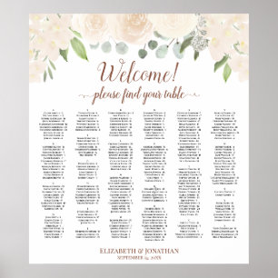 Champagne Floral Alfabetical Seat Chart Poster