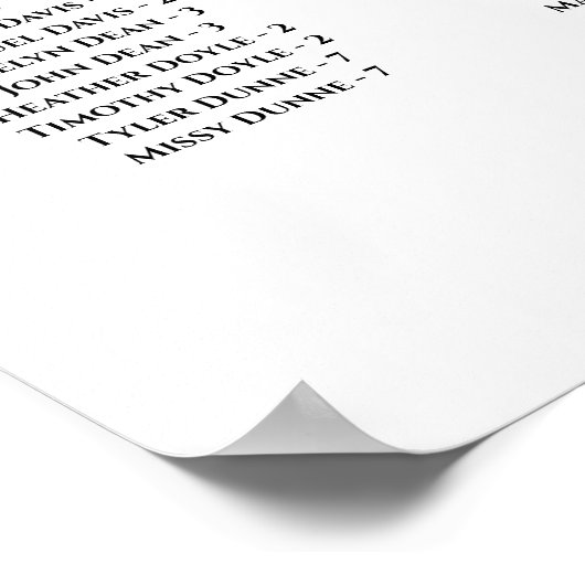 Champagne Floral Alfabetical Seat Chart Poster (Hoek)