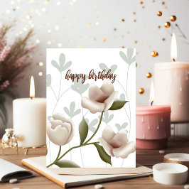 Champagne Floral Birthday Card Kaart