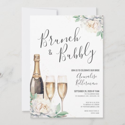 Champagne Floral Brunch en brabbel Vrijgezellenfee Kaart (Voorkant)