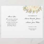 Champagne Floral Wedding Folded Programme Flyer (Voorkant)
