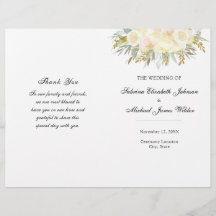 Champagne Floral Wedding Folded Programme