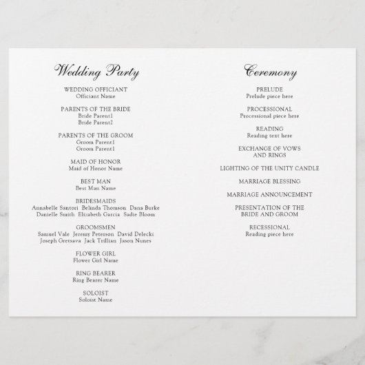 Champagne Floral Wedding Folded Programme Flyer (Achterkant)
