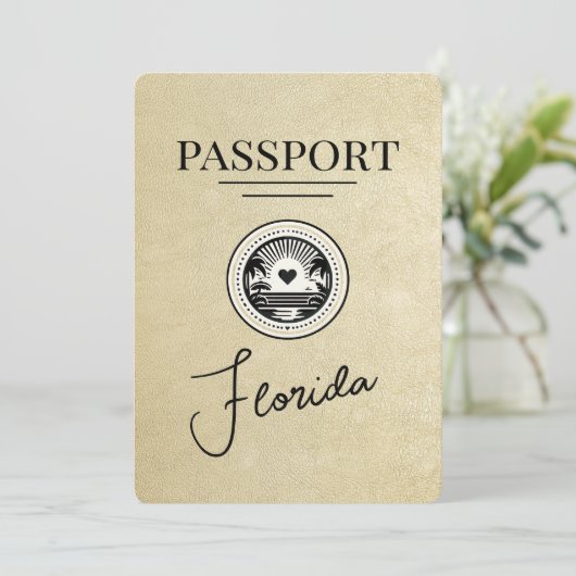 Champagne Florida Passport Bewaar de datum Save The Date (Staand voorkant)
