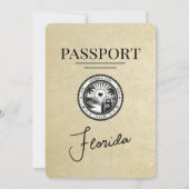 Champagne Florida Passport Huwelijksuitnodiging Kaart (Achterkant)