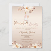 Champagne FlowBeige Brunch & Bubbly Bruidsfeest Kaart (Voorkant)