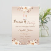 Champagne FlowBeige Brunch & Bubbly Bruidsfeest Kaart (Staand voorkant)