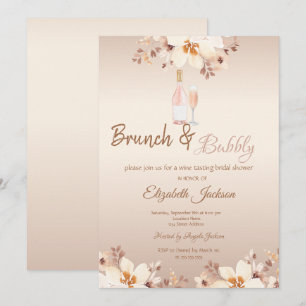 Champagne FlowBeige Brunch & Bubbly Bruidsfeest Kaart