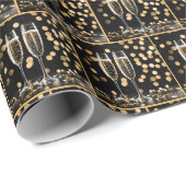 Champagne fluit op gouden bokeh cadeaupapier (Rol Hoek)