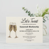 Champagne Fluit Toast Bruidsdouche Sjabloon Kaart (Staand voorkant)