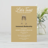 Champagne Fluit Toast Bruidsdouche Sjabloon Kaart (Staand voorkant)