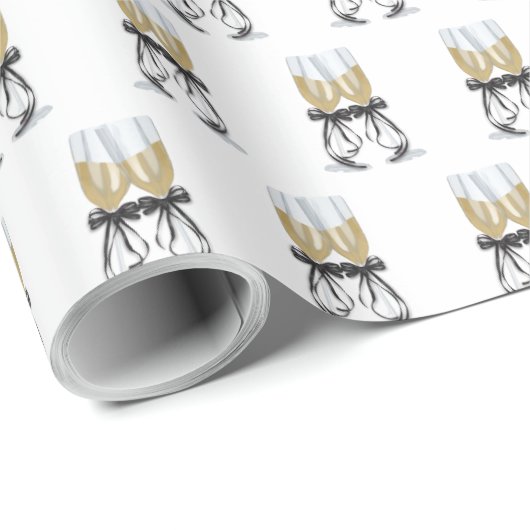 Champagne-fluiten met lint cadeaupapier (Rol Hoek)