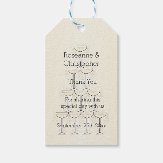 Champagne Fluiten Ontwerp Champagne Gekleurde Brui Cadeaulabel (Voorkant)