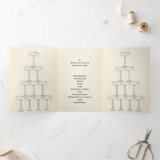 Champagne Fluiten Ontwerp Champagne Gekleurde Brui Drieluik Programma (Binnen)