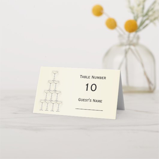 Champagne Fluiten Ontwerp Champagne Gekleurde Brui Plaatskaartje (Voorkant)