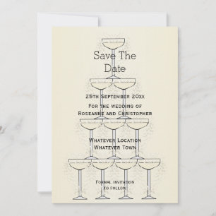 Champagne Fluiten Ontwerp Champagne Gekleurde Brui Save The Date