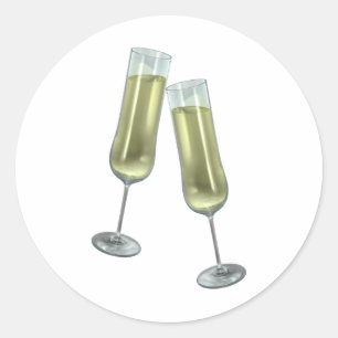 Champagne fluiten paar ronde sticker