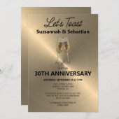 Champagne Flute Toast op Faux Metallic Kaart (Voorkant / Achterkant)
