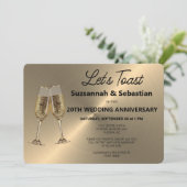 Champagne Flute Toast op Faux Metallic Kaart (Staand voorkant)