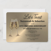 Champagne Flute Toast op Faux Metallic Kaart (Voorkant)