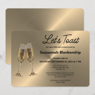 Champagne Flute Toast op Faux Metallic Kaart