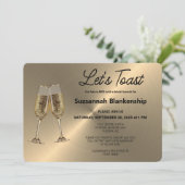 Champagne Flute Toast op Faux Metallic Kaart (Staand voorkant)