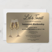Champagne Flute Toast op Faux Metallic Kaart (Voorkant)