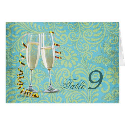 champagne flutes blauwgroen gouddamtbruiloft (Voorkant Horizontaal)