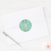  champagne flutes blauwgroen gouddamtbruiloft ronde sticker (Envelop)