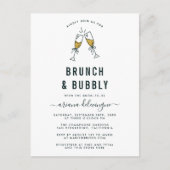 Champagne Flutes Brunch en Bubble Vrijgezellenfees Uitnodiging Briefkaart (Voorkant)