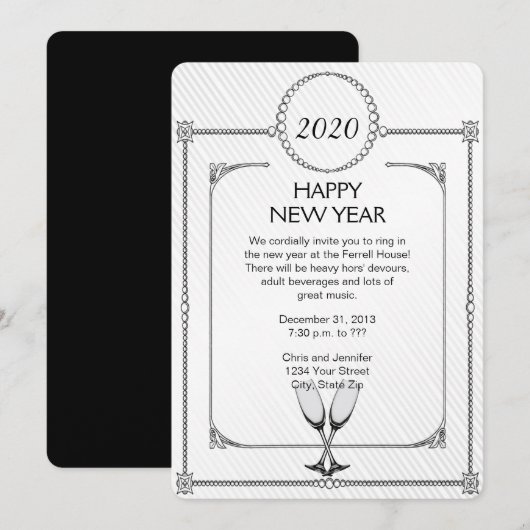 Champagne Flutes New Years Eve Party Kaart (Voorkant / Achterkant)