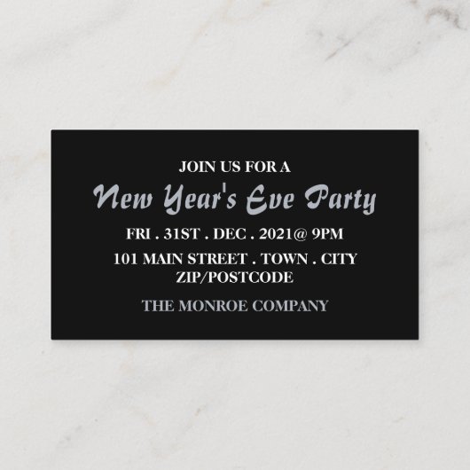 Champagne Flutes, New Year's Eve Party Ticket Informatiekaartje (Achterkant)